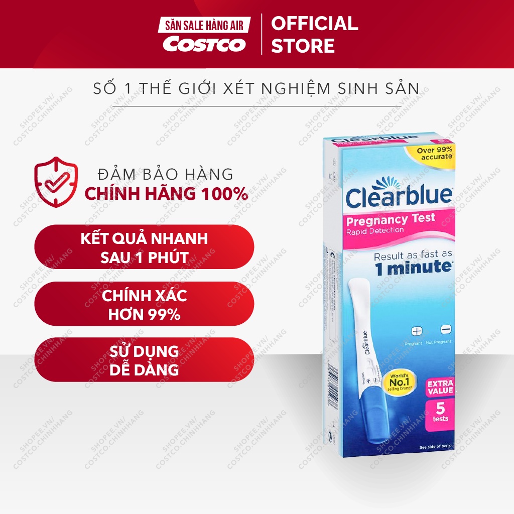 Que thử thai siêu nhanh trong 1 phút, que thử điện tử chính xác 99% Clearblue 1 minute