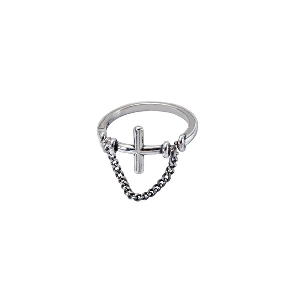 Nhẫn dạng chuỗi hình chữ thập phong cách retro dành cho nữ