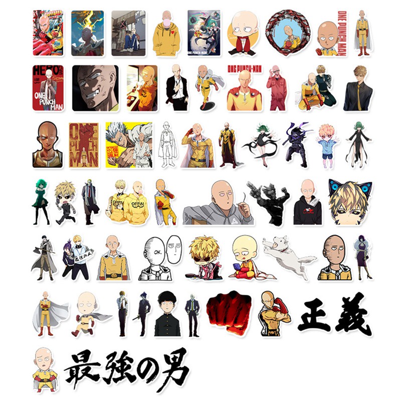 Sticker chủ đề One Punch Man chống nước, dán mũ bảo hiểm, vali, laptop 095