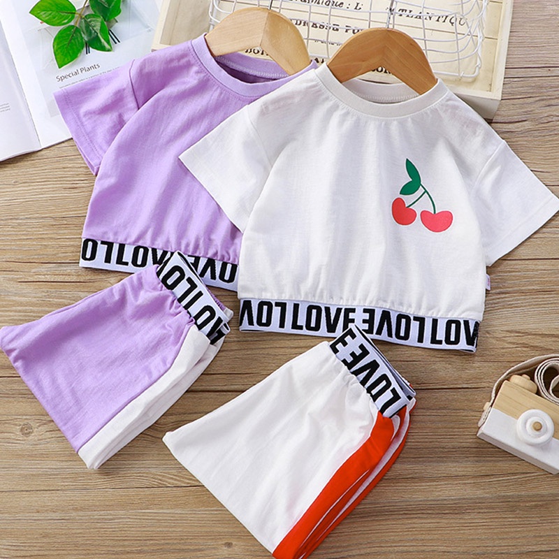 Bộ Đồ 2 Món Áo Thun Tay Ngắn + Quần Thoáng Khí Mùa Hè Dành Cho Trẻ Em