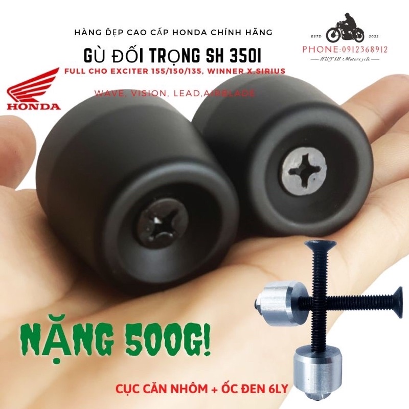 Gù inox 304 kèm đai ốc, đối trọng chống rung gù tay lái xịn