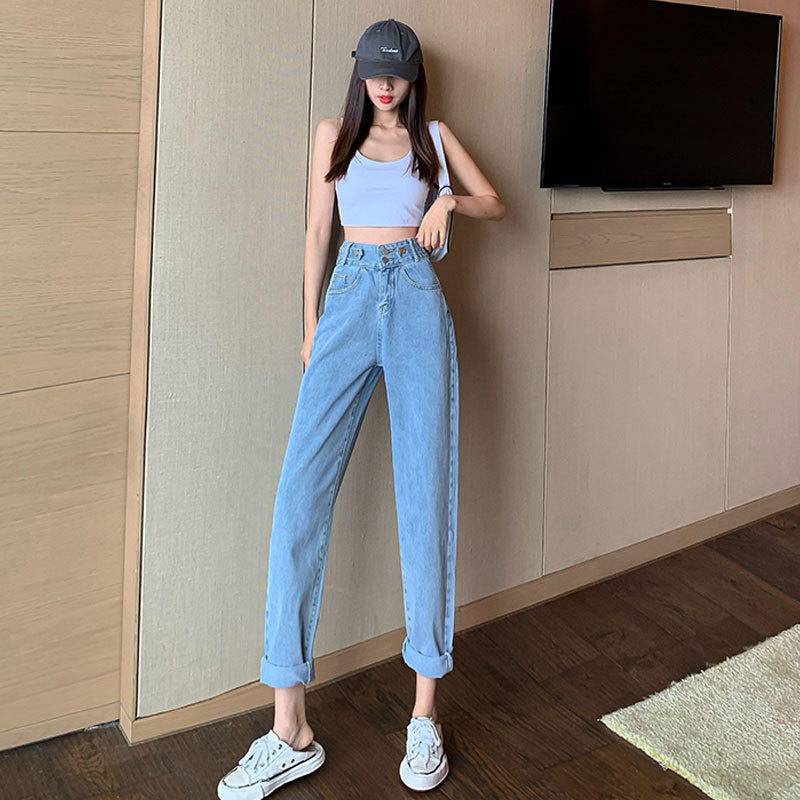 Quần Jeans Nữ Dài Ống Đứng Lưng Cao Thời Trang Hàn🔥Quần Ống Rộng Lưng Cao Thời Trang Cho Nữ
