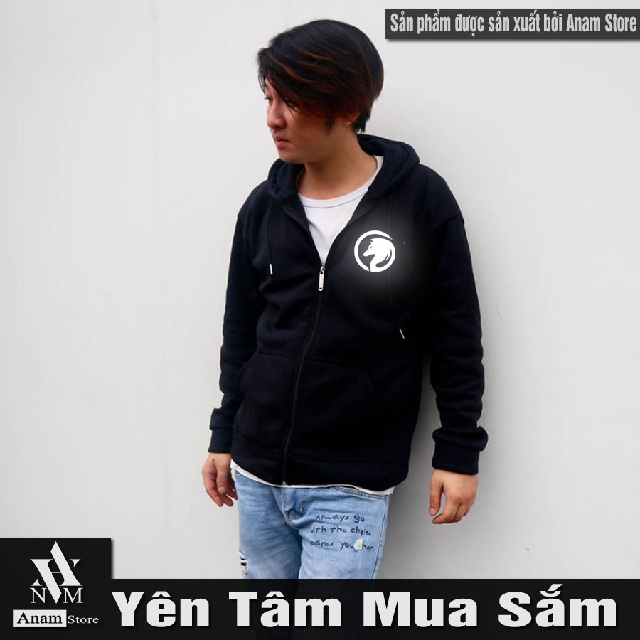 Áo hoodie dây kéo, Vải Nỉ Ngoại, Nam Nữ, Phản Quang Sói Hú, Anam Store