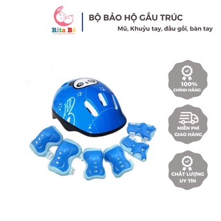 Mũ và bộ bảo vệ đầu gối, khuỷu tay siêu nhẹ hàng cao cấp cho bé