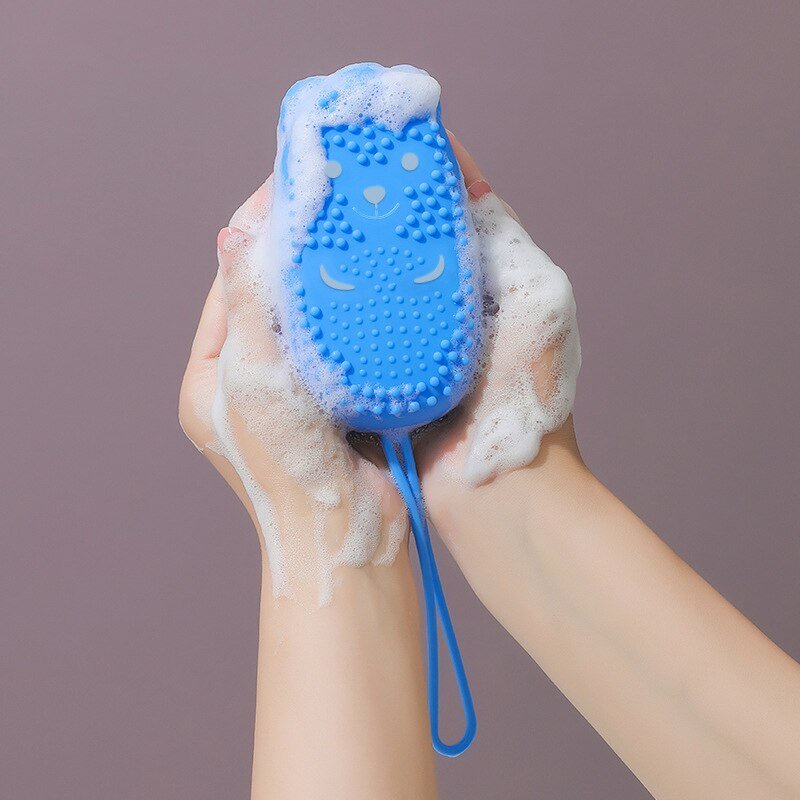 Bông Tắm Massage Tạo Bọt Đa Năng 2 Mặt Lông Mềm Mịn Silicon Bubble Bath Brush Hàn Quốc