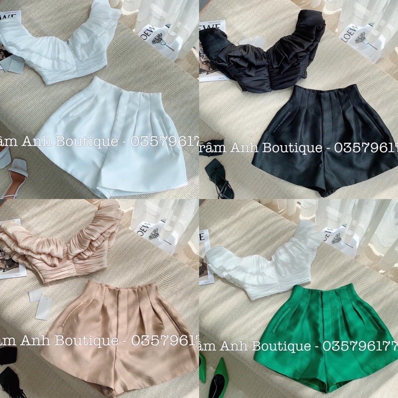 Set áo trễ vai + quần gấm tapta  Hàng thiết kế loại 1 260