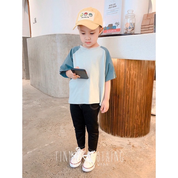 Áo thun phối tay ngắn cho bé trai style korea