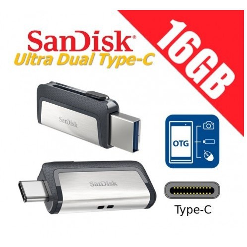 ( RẺ QUÁ) USB OTG Sandisk Ultra Dual Type-C 3.1 16GB 130MB/S (Bạc) (CỰC CHẤT)