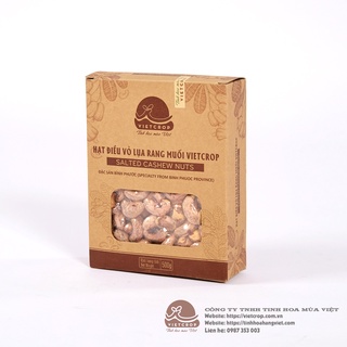 Hạt điều vỏ lụa rang muối vietcrop - hộp 500g