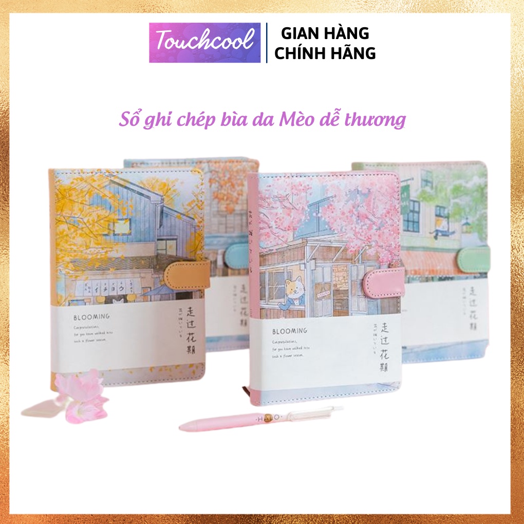 Sổ tay bìa da cute, ghi chép viết calligraphy A5 Mèo đáng yêu dễ thương cao cấp