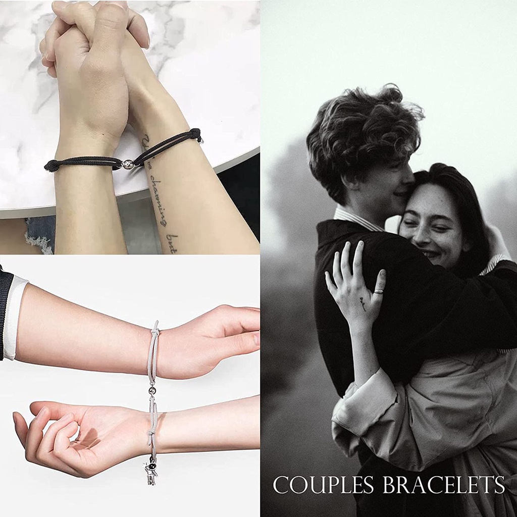 Vòng Tay Tình Bạn Bện Dây Thừng Nam Châm Thời Trang Cho Nam Nữ