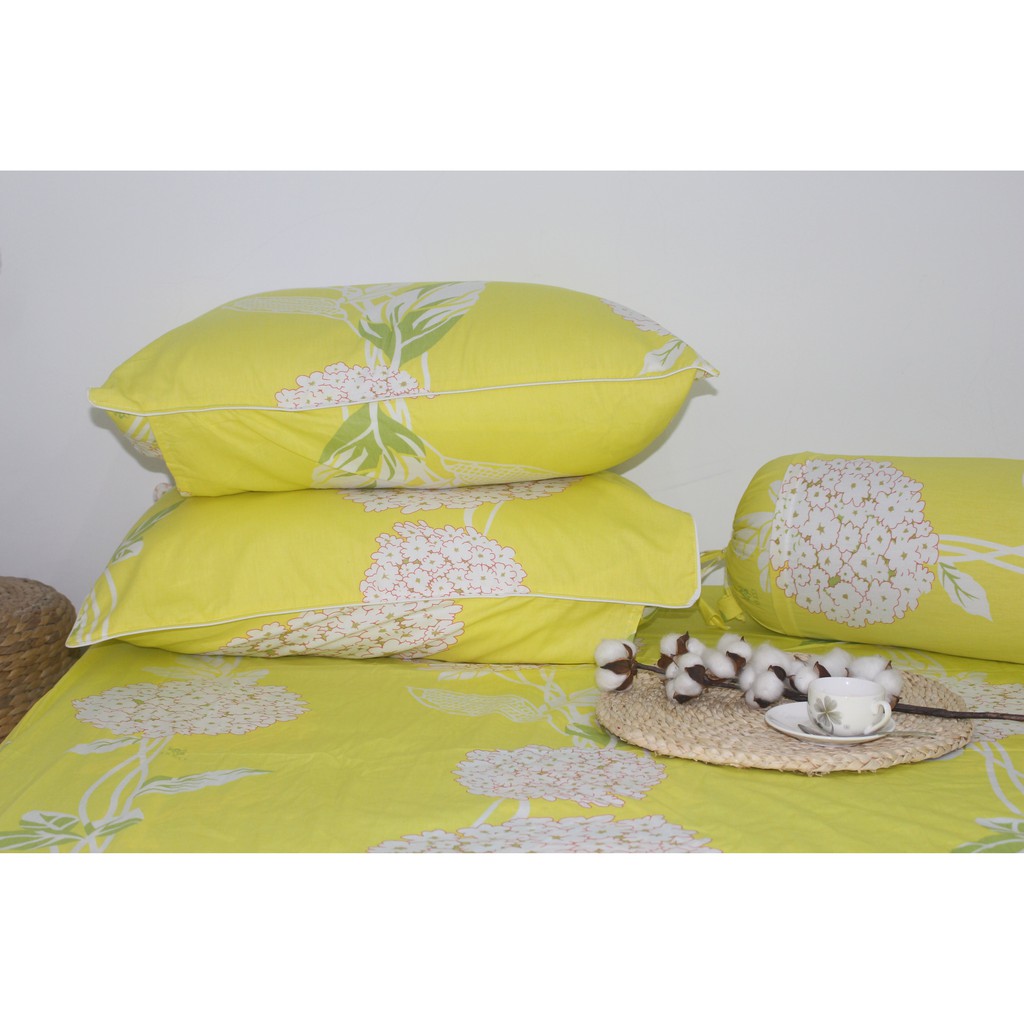 Bộ drap gối 4 món 100% cotton thiên nhiên Kha Ly-Tú Cầu Vàng