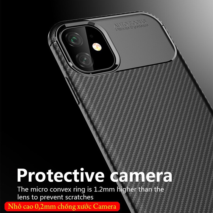 Ốp lưng iPhone 11 iPaky Carbon Fiber Case chống bám vân tay
