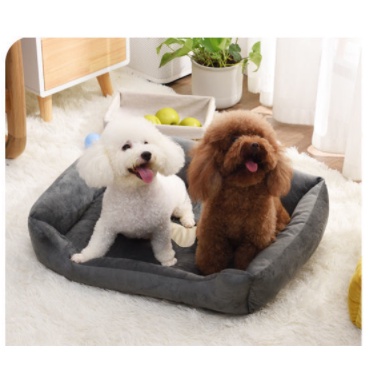 Ổ nệm ngủ cho chó mèo tặng đồ chơi khúc xương size 1 đến 15kg - Xám