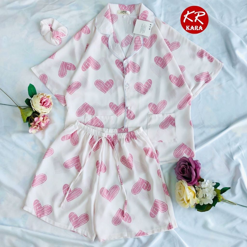 (Cam kết loại 1) Đồ ngủ Pyjama lụa mango họa tiết cánh dơi  KS02- Free size dưới 65kg, Lụa mango thoáng mát- KARA 02