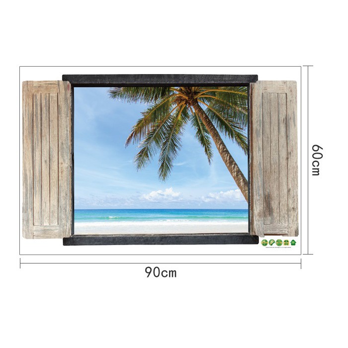 Decal Cửa sổ biển 3D AmyShop - decal dán tường đẹp