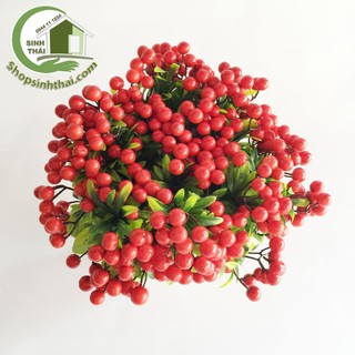 Cành trái cây giả - quả cherry màu đỏ