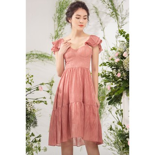 Đầm ngắn tay xòe 3 tầng- 20Again