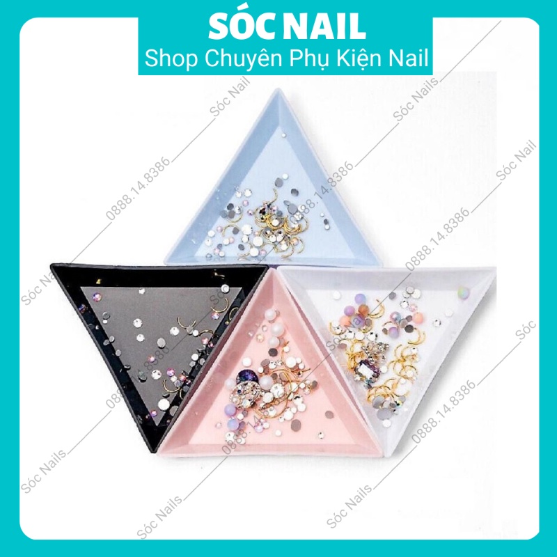 Khay Tam Giác Đựng Phụ Kiện Nail, Đựng Đá Làm Móng