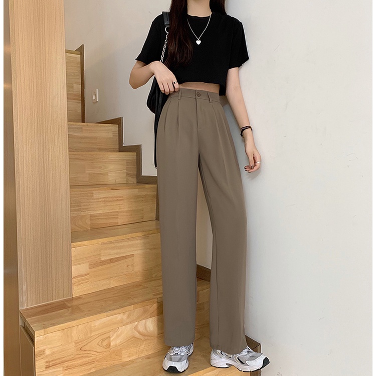 Quần Ống Rộng Lưng Cao Phong Cách Retro SL011