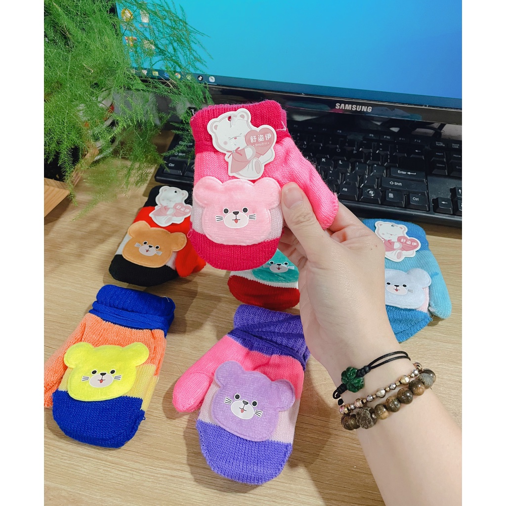 GĂNG TAY LEN TRẺ EM ❤️BAO TAY XỎ NGÓN LEN XÙ❤️ bao tay cho bé nhiều màu dễ thương size từ 1- 4 tuổi