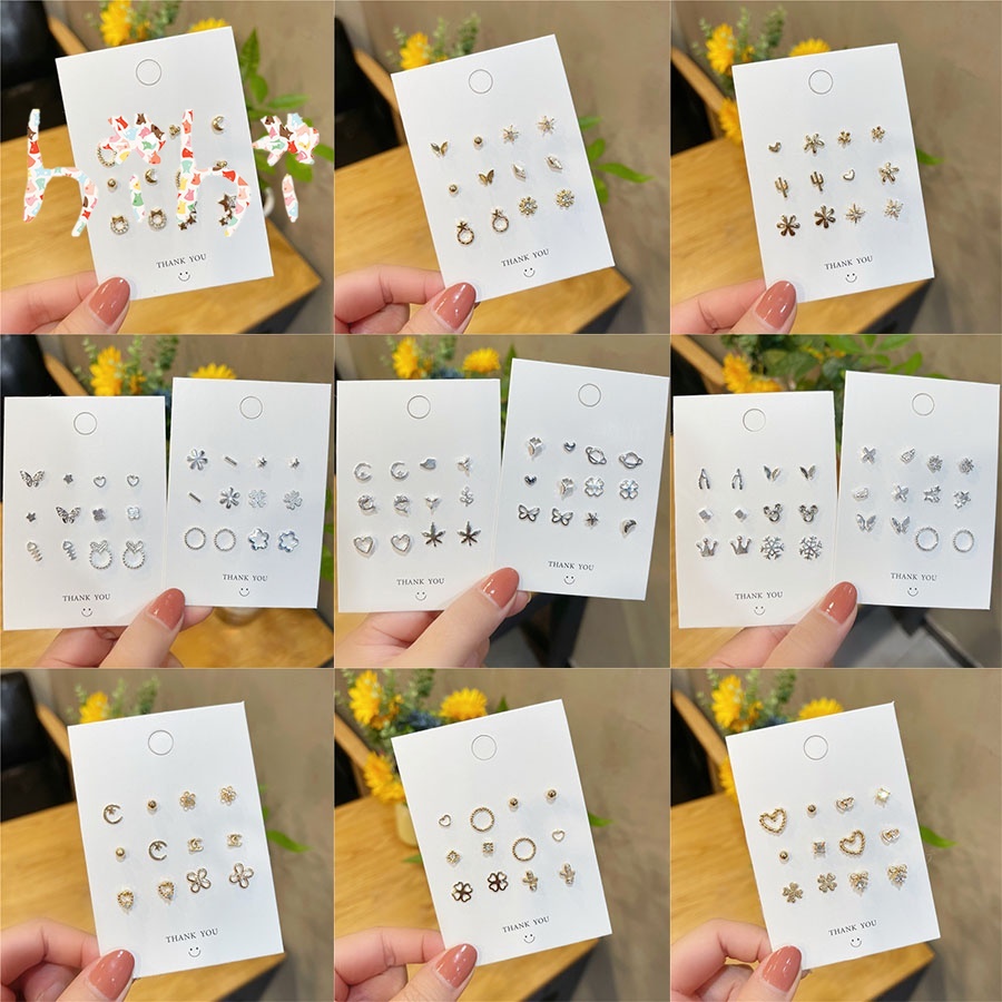 Set 6 khuyên tai kim loại thời trang cho nữ