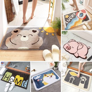 Thảm lau chùi chân lông cừu 3D hình thú siêu xinh thấm hút nước tốt, chống trượt kích thước 40x60cm [Ảnh thật cuối]