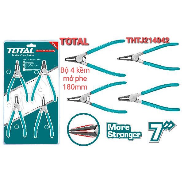 Bộ 4 kềm mở phe 180mm TOTAL THTJ214042