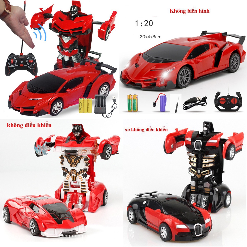 Xe ô tô điều khiển từ xa biến hình robot có sạc và pin