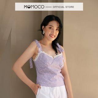 Áo Hai Dây MOMOCO Phối Ren Ngực Buộc Quai Nơ Họa Tiết Hoa Nhí M2624