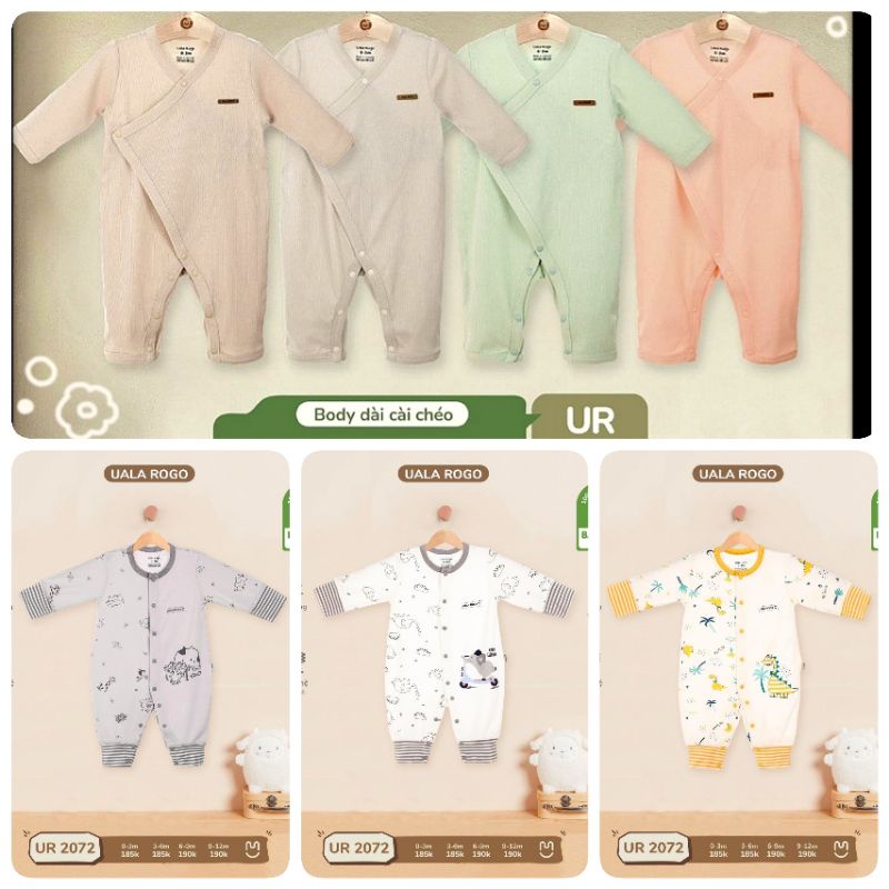 (Uala)Body dài cài chéo len tăm từ 0m đến 12m