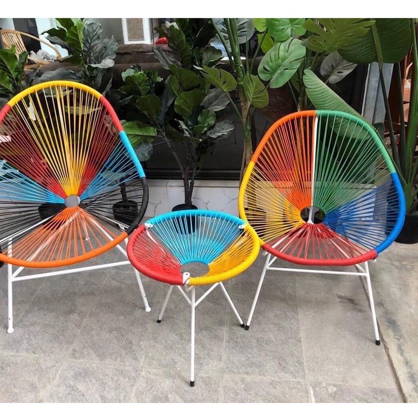 Bộ Bàn Ghế Ban Công Giả Mây Lõi Thép, Giúp Thư Giãn Trang Trí Phòng Khách Sân Vườn Coffee, Decor Khách Sạn