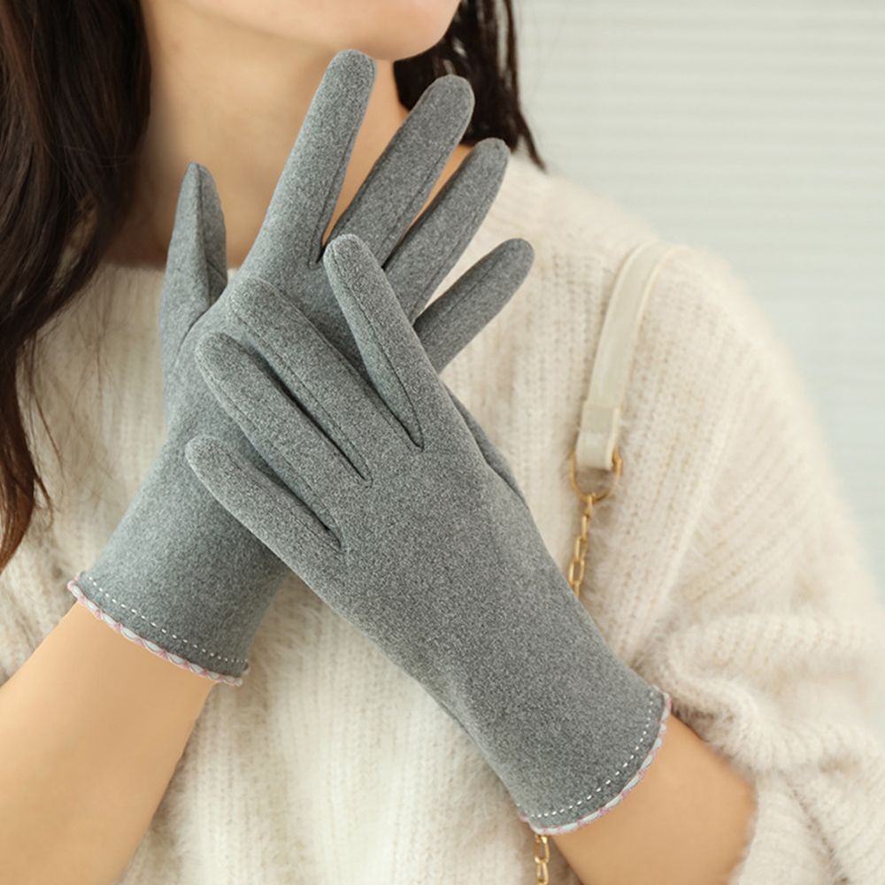 Găng tay nhung giữ ấm chống gió màu sắc đơn giản phong cách Hàn Quốc cho nữ