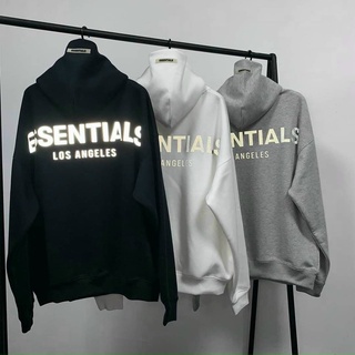 Áo nỉ hoodie Essentials unisex dài tay nam nữ cao cấp in phản quang, áo phông nỉ bông sweater có mũ màu xám, đen K121