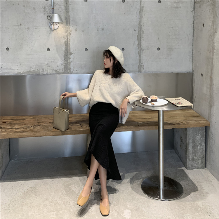 Đầm nữ dài dáng bút chì ôm body, Chân váy công sở phối đuôi cá cạp cao màu đen trắng sang chảnh thời trang du lịch | BigBuy360 - bigbuy360.vn