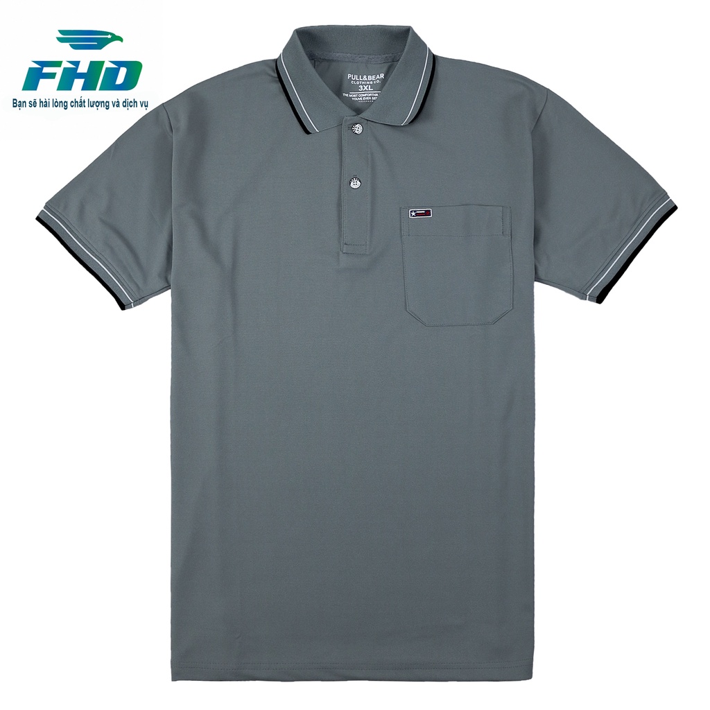 Áo thun polo nam trung niên ngắn tay có cổ có túi sọc cổ có form to có size dành cho người 90kg FHDA015_5