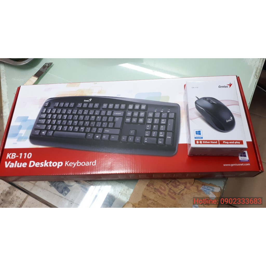 Combo bộ bàn phím + chuột có dây Genius KB-110X