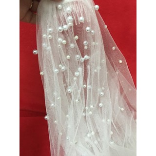 Lúp cô dâu voan cài tóc, lúp hạt trai ( nhiều hạt)