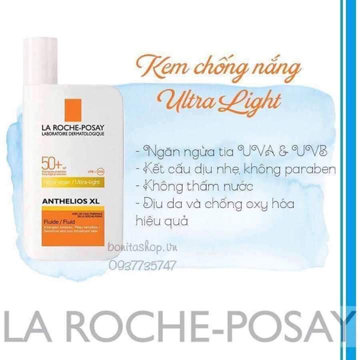 KEM CHỐNG NẮNG CHO DA KHÔ - LAROCHE POSAY ANTHELIOS XL SPF 50+ FLUID ULTRA-LIGHT