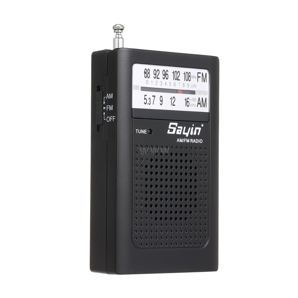 Mini AM FM Radio 2 Band Radio Receiver Portable Pocket Transistor Radio Built-in Speaker w/ Headphone Jack Telescopic Antenna