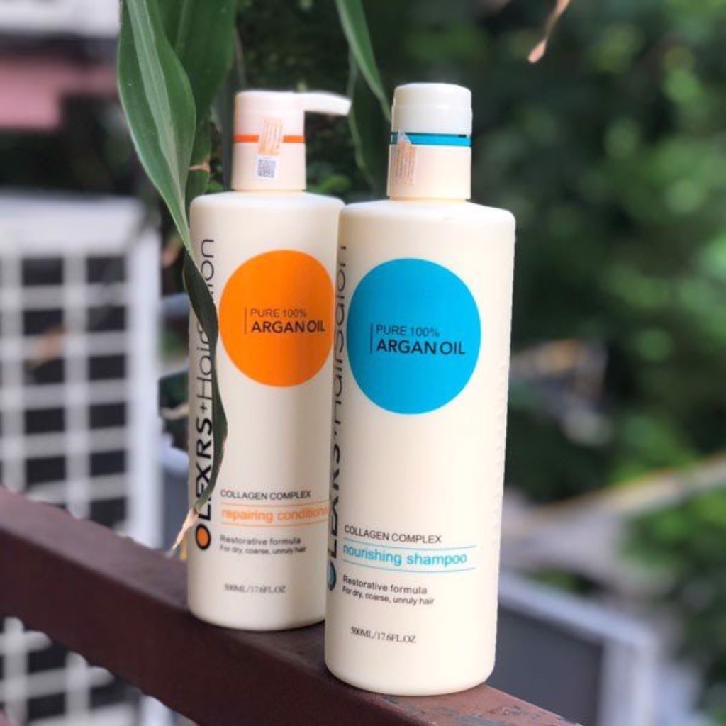 [Chính hãng] Cặp dầu gội xả Olexrs Argan Oil Collagen Hair Salon phục hồi tóc hư tổn và giảm gãy rụng