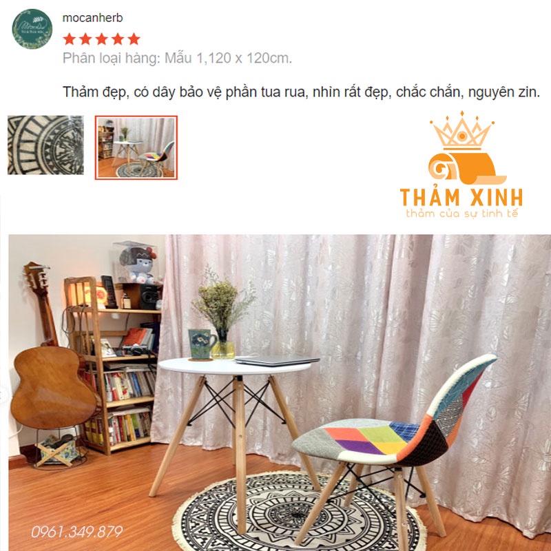 [MẪU MỚI] Thảm Tròn Vintage Trải Sàn, Thảm Chùi Chân, Thảm Trang Trí Phong Cách Scandinavian