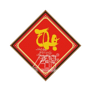 Tranh thêu chữ thập Thọ AL51338 ( 25x25 vải đỏ ) chưa thêu