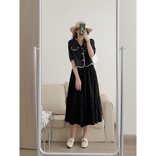 [Chân váy dài hot]Chân váy nhăn Ruby dáng dài hàn quốc  Chân váy dáng dài quảng châu