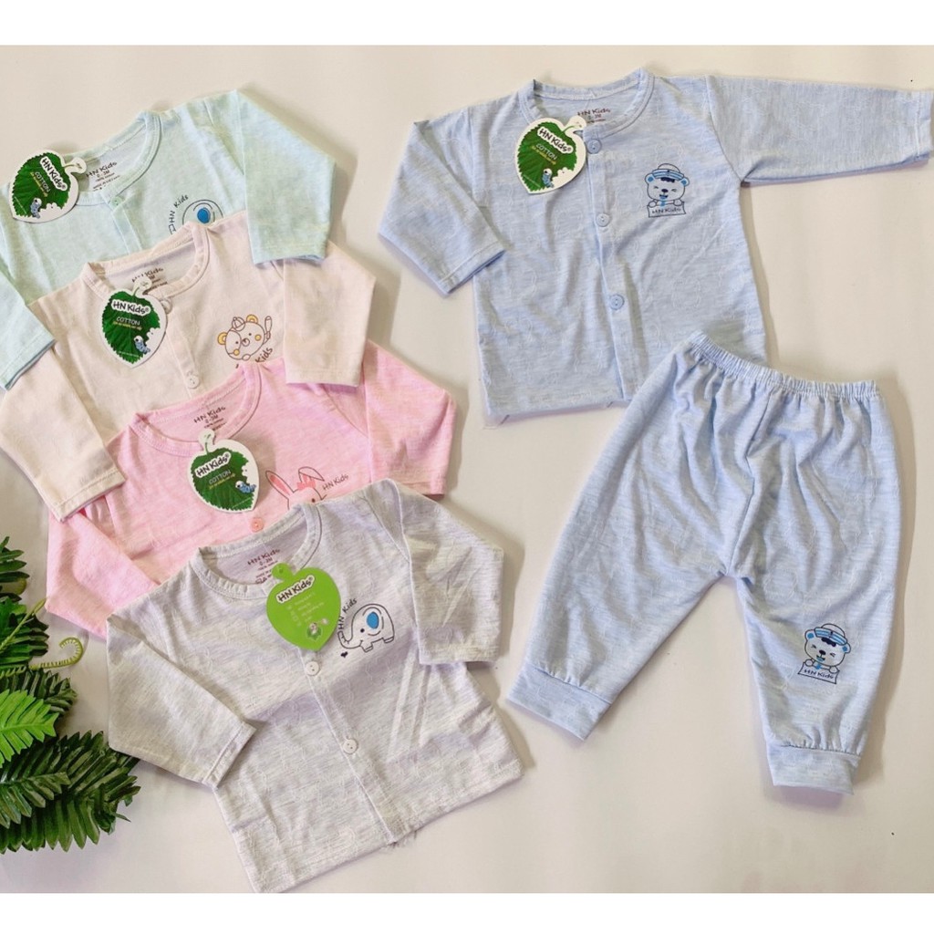 Bộ dài tay cho bé,bộ sơ sinh thông hơi HN -KIDS hoạ tiết vân chìm cho bé trai/gái cho trẻ từ (0-9tháng)