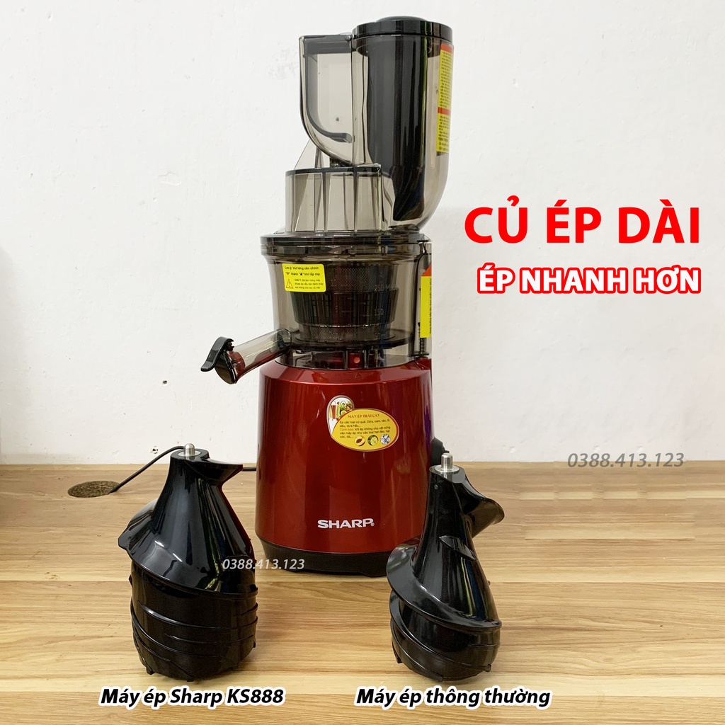 Máy ép trái cây Sharp KS-888 - Máy ép chậm thế hệ mới - Siêu kiệt bã - Loại phễu to - Hàng chính hãng