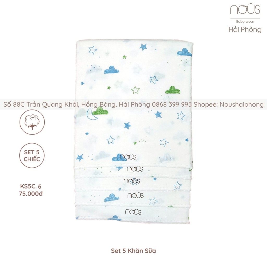 Set 5 Khăn Sữa Mây Trăng Xanh Nous
