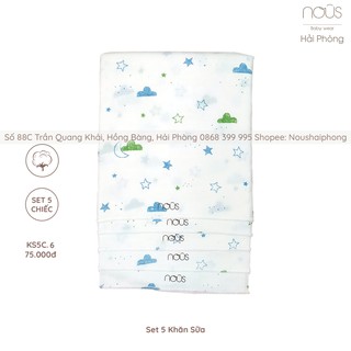 Set 5 khăn sữa mây trăng xanh nous