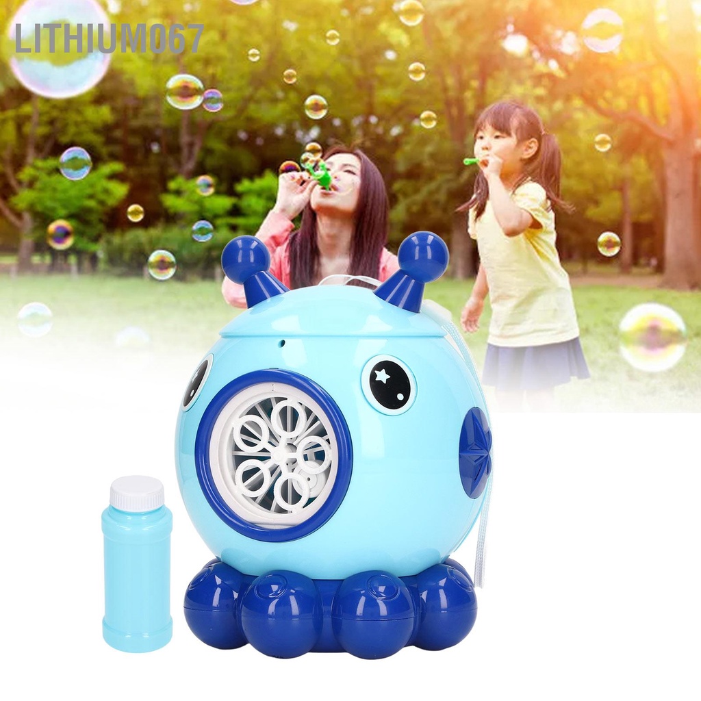 ☀ Lithium067 Máy tạo bong bóng Phim hoạt hình Bong tự động Nhạc nhẹ Năm lỗ Đồ chơi ngoài trời