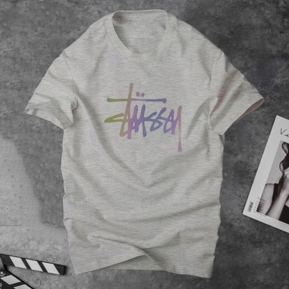 Áo thun cotton nam cổ tròn Stussy phản quang 7 màu phong cách năng động , vải Cotton co giãn,dày dặn